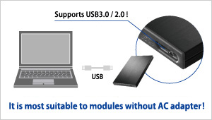 Driven by bus power without AC adapter
